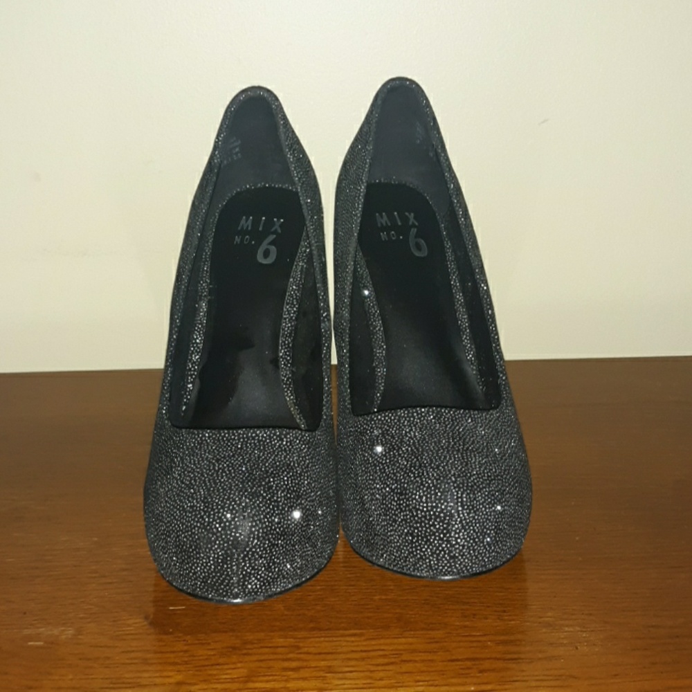 Mix No. 6 Black Sparkly Platform Heels
